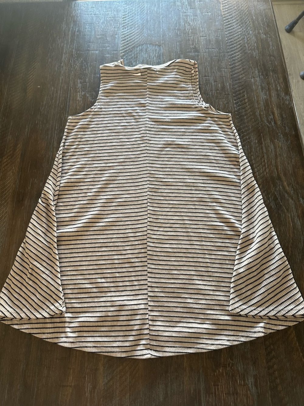 Sleeveless Striped Swing Dress in Beige/Black - Picture 4 of 5